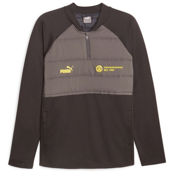 NWT men's medium large Puma X PUMA BVB FTBL culture 1/4 ZIP Borussia Dortmund